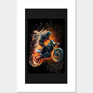 Dirt Bike With Flames Posters and Art